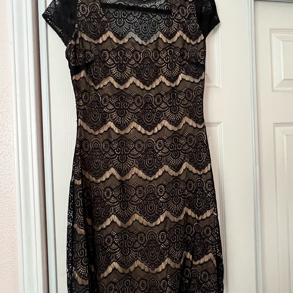 Bebe Black Sheath Midi Dress with Square Neck